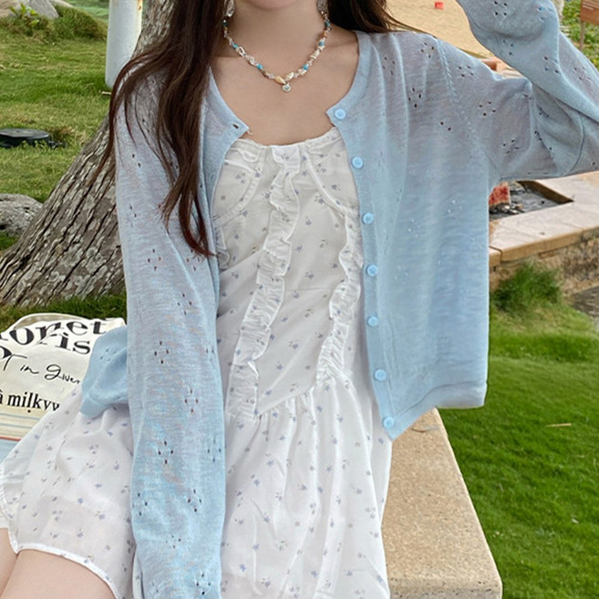 cammello 세미크롭 시스루 가디건 살탐방지 자외선차단 여름가디건