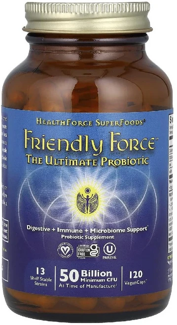 헬스포스슈퍼푸드 유산균 Friendly Force 얼티밋 프로바이오틱 비건 캡슐 120정, 1개 - 쿠팡