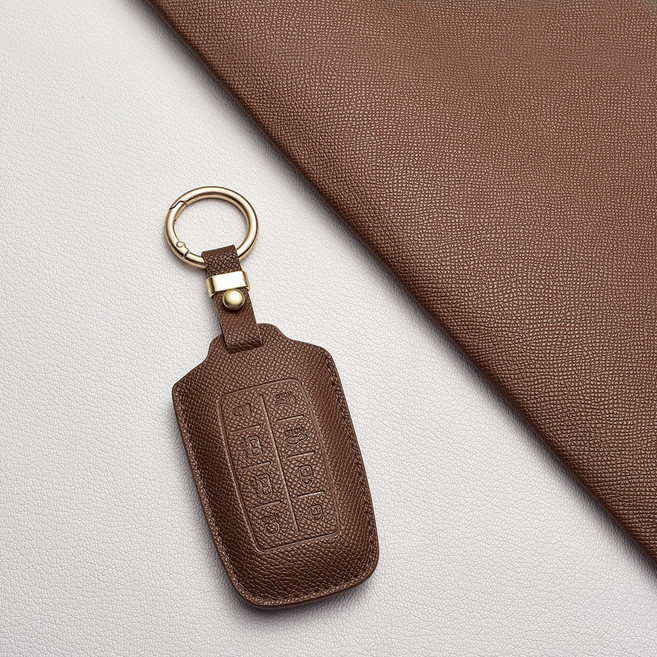 제네시스 전용 고급 가죽 스마트키 케이스 GENESIS G70 GV70 G80 GV80투폐 G90 (EQ900 호환) 정밀 디자인 / 내구성 강화, 제네시스/B8 타입, 카푸치노