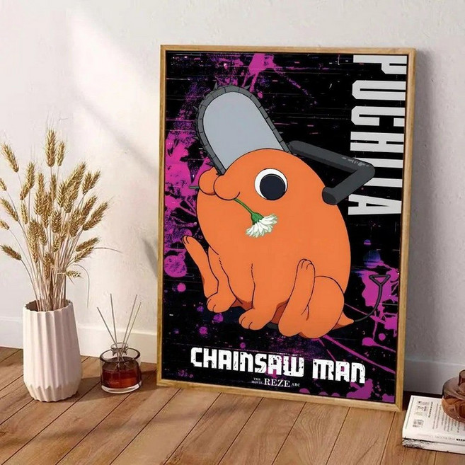 체인소맨 더 무비 포스터 레제 아크 페인팅 클래식 거실 침실 룸 바 카페 데코, Black13, 15X20cmFrameless