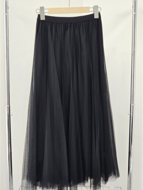 CHILL韓系網紗澎澎裙過膝大擺A字裙仙氣紗裙