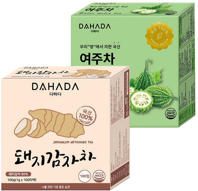 다하다 국산여주차 100티백 + 돼지감자차 100티백 200티백세트
