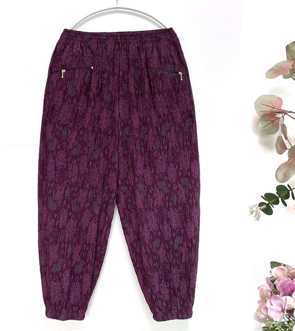 국민할매 국내생산 엄마옷 할머니옷 봄가을 NEW 꽃나염 후꾸르 시보리 지퍼 몸빼바지[KM-20] 춘추복 요양원옷 밴딩바지 일바지