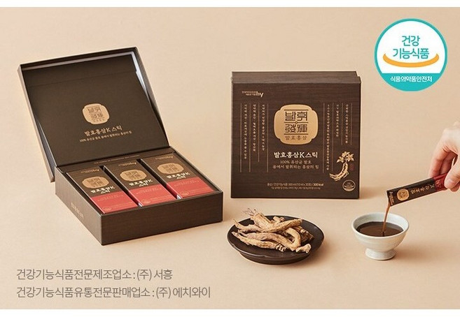 HY(한국야쿠르트) 발휘 발효홍삼 K스틱 10ml x 30포 (쇼핑백증정), 30개