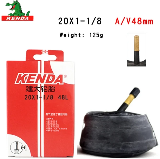 Kenda-접이식 자전거 내부 튜브 MTB 부품 BMX 사이클링 타이어 20 인치 1.0 2.125 A V F V, 451 20X1-1-8 AV48L, 1개