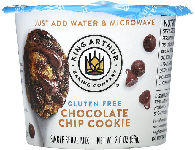 King Arthur Baking Company 글루텐 무함유 싱글 서브 믹스 초콜릿 칩 쿠키 56g (2 온스), 1개