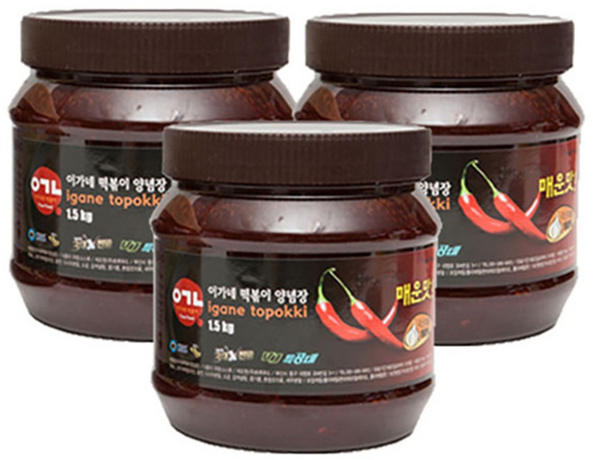 이가네떡볶이 만능양념장 1+1+1 (블랙라벨 1.5kg 2개 + 오리지널 1.5kg 1개), 3개