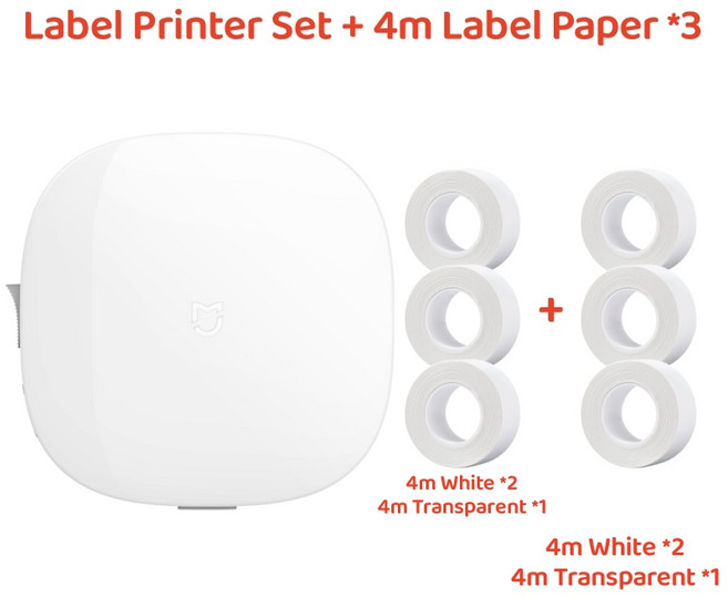 샤오미 미지아 라벨 프린터 잉크 편집 불가 방수 내유성 스마트 태그 알림 Mihome 앱용 직접 열 작업, 05 Suit add 3 paper