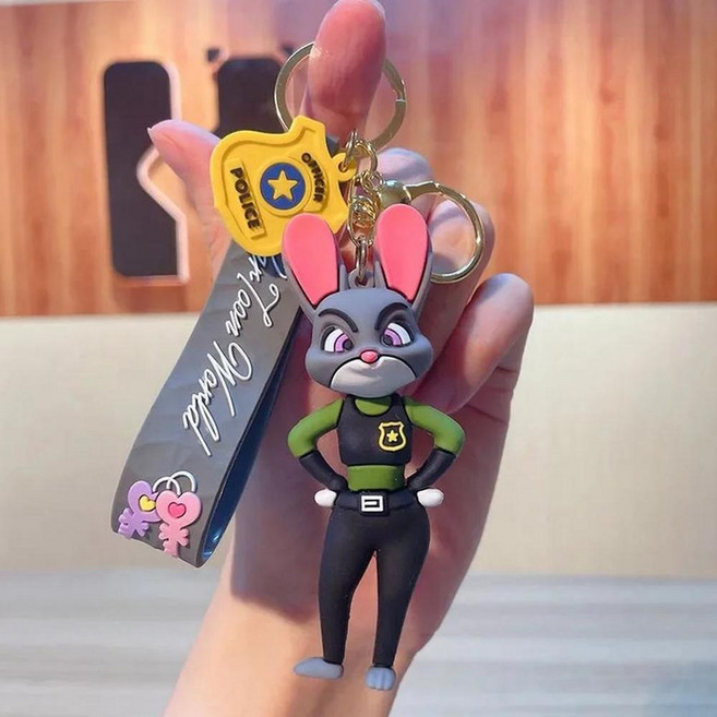 애니메이션 주토피아 주디스 닉 인형 고무 키체인 버전 동물 토끼 여우 액션 피규어 장식품 생일 선물, 1개, 2. 03