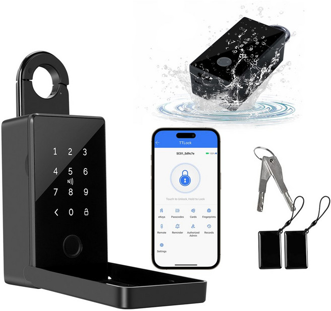 방수 블루투스 스마트 키 박스 TT 앱 해제 지문 카드 야외 홈 전자 비밀번호 자물쇠, TT APP Smart key box
