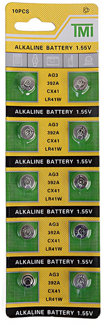 알카라인 버튼셀 코인 건전지 AG3 LR41, 10개입, 3개
