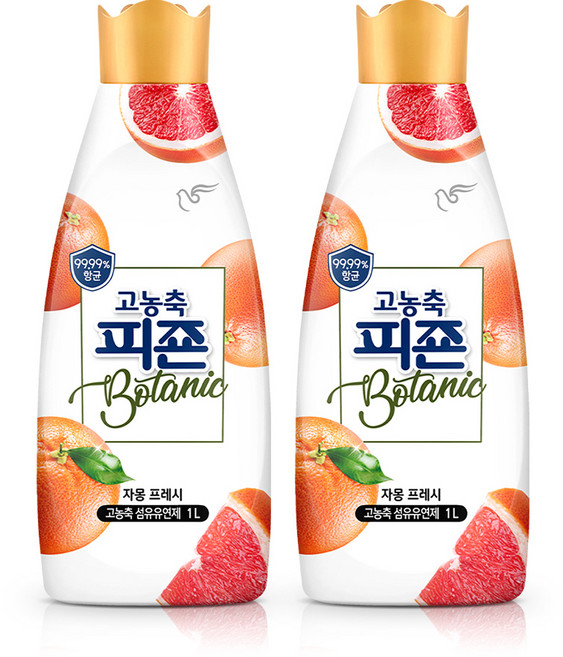 피죤 고농축 항균 보타닉 섬유유연제 자몽 프레시 본품, 1L, 2개