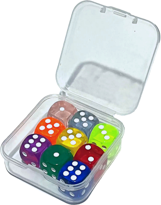 이음모음 미니 아크릴 주사위, 보관케이스 세트, 9개입