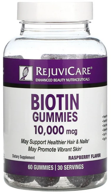 Rejuvicare 비오틴 구미젤리 라즈베리 10000mcg 구미젤리 60개, 1개, 1개, 60정 - 쿠팡