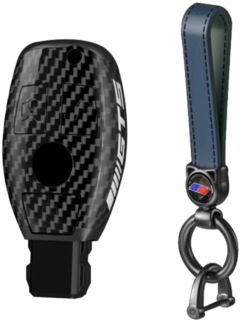 모어피크 BMW 벤츠 스마트키 호환 360도 풀카본 키케이스+키홀더, 벤츠 A타입, 블랙