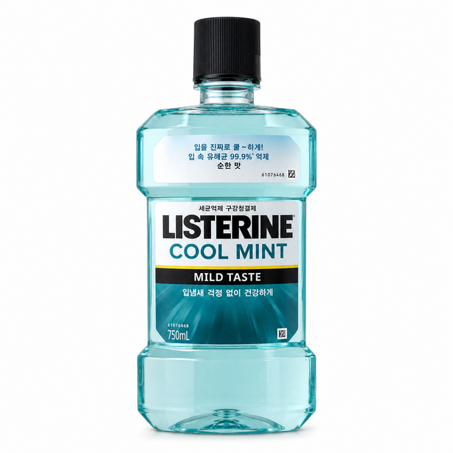 리스테린 쿨민트 마일드 구강청결제, 750ml, 4개