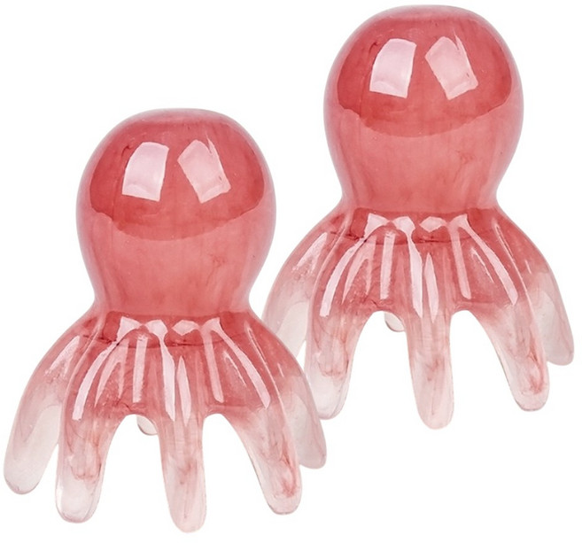 문어괄사 지압 두피 전신 마사지기 1+1 세트, 핑크, 1세트