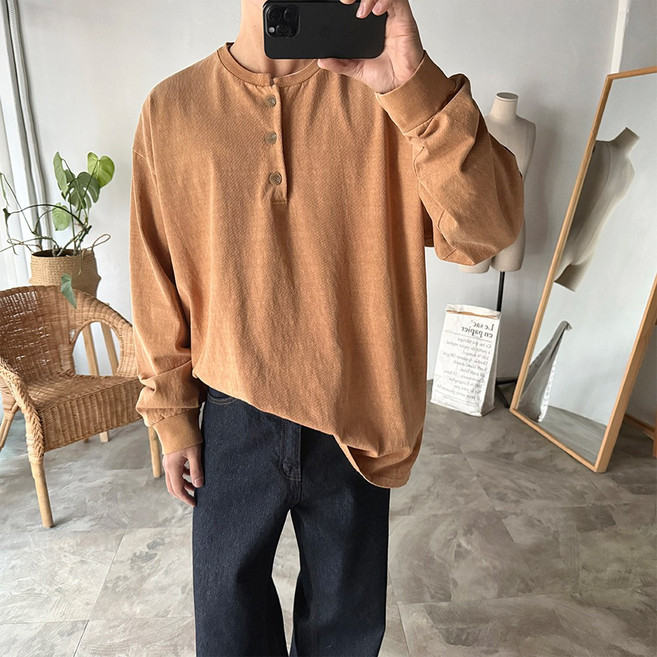 10수 피그먼트 헨리넥 긴팔티 남자빅사이즈