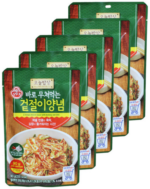 오뚜기 오늘밥상 바로 무쳐먹는 겉절이 양념, 90g, 5개