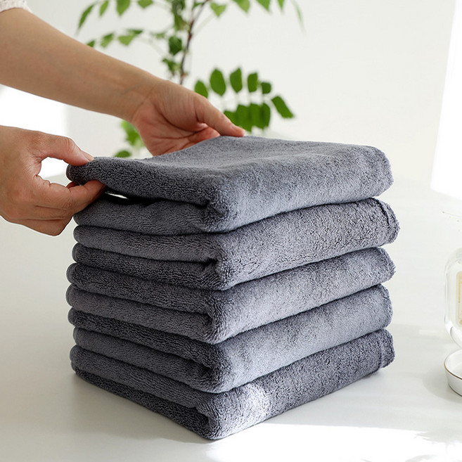 국산 무형광 항균 뱀부 220g 수건 호텔 고급 가정용 타올 잘 닦이는 먼지없는 수건, 5개, 다크블루