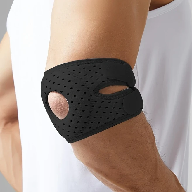 세컴 테니스 골프 농구 헬스 전완근 팔꿈치 엘보 보호대, 블랙, 1개