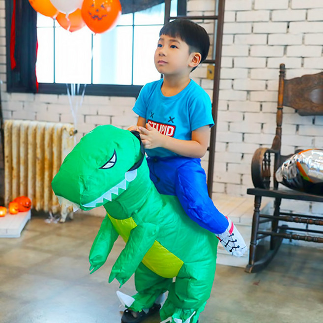 KC인증 에어슈트 할로윈 의상 코스튬, 1개입, 01_타는 공룡 에어슈트 아동용 (그린) 90-140