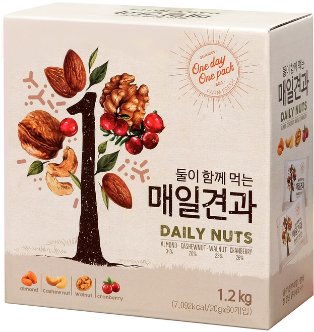 둘이 함께먹는 매일견과 20g x 60입, 1개