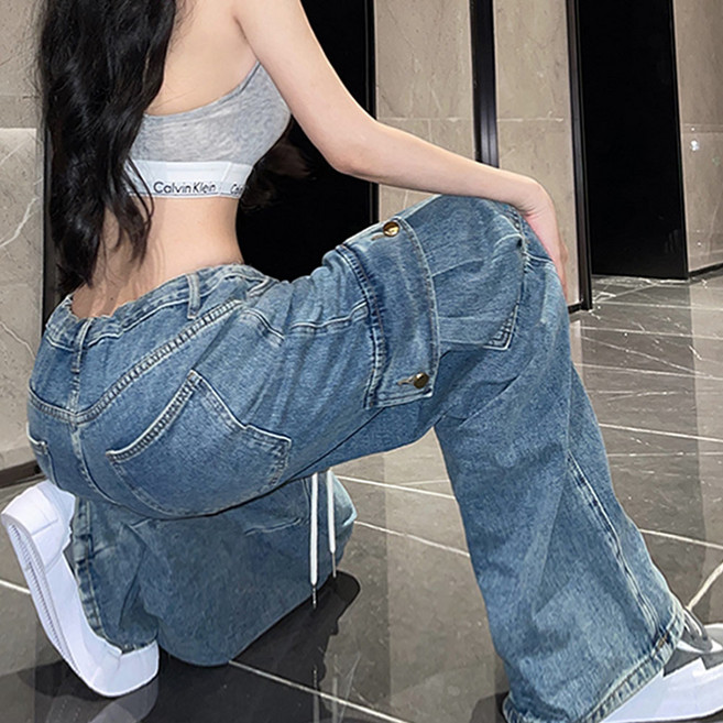 대박난박양 데님 카고 와이드 청바지(남녀공용)