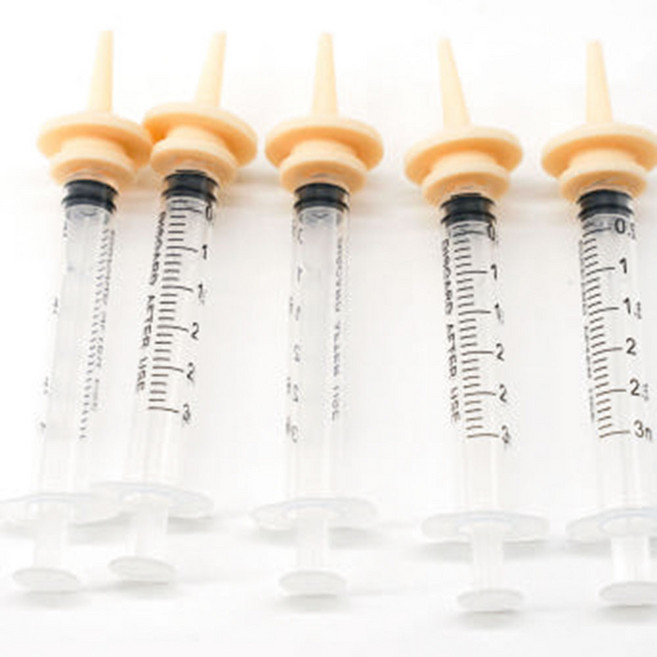 파충류 급여용 주사기 3ml 5개세트 실리콘 노즐, 5개, 투명