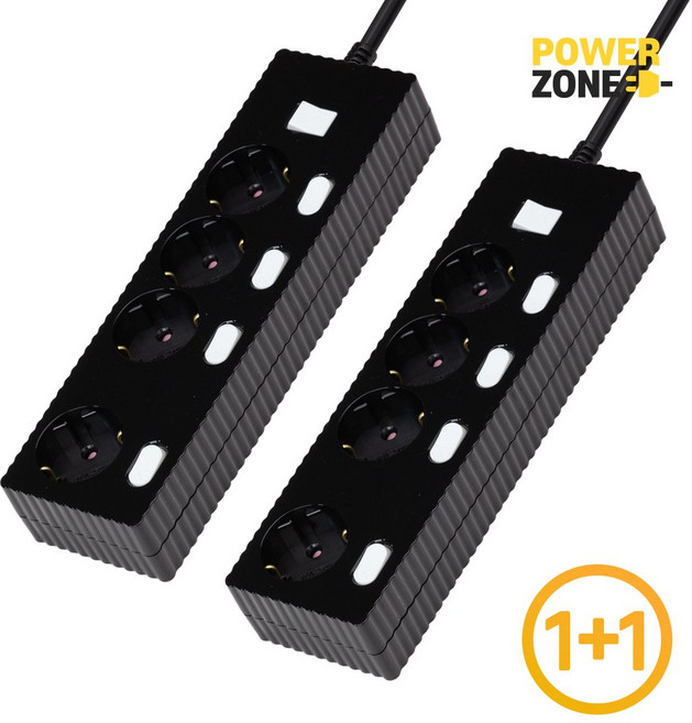 1+1 웨이브 멀티탭 개별 절전 스위치 4구 멀티콘센트 전기코드 50cm 1.5m 3m 5m 7m, 개별스위치 블랙, 2개
