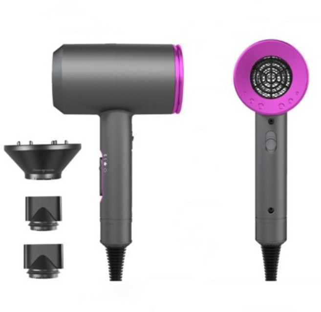 고출력 BLDC 헤어드라이어 D087 + 노즐3개 세트, 로즈, 807