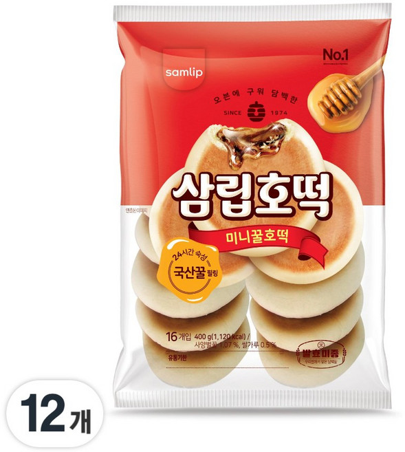 삼립 발효미종 국산꿀 미니 꿀호떡 16입, 400g, 12개