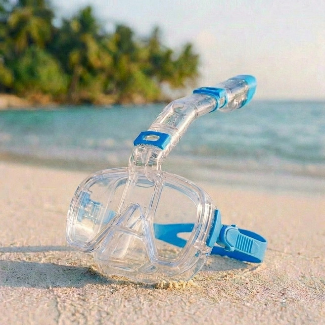 마린웨이브 하프 페이스 스노클링 마스크 프리다이빙 스쿠버다이빙 센터스노클 수경, 블루