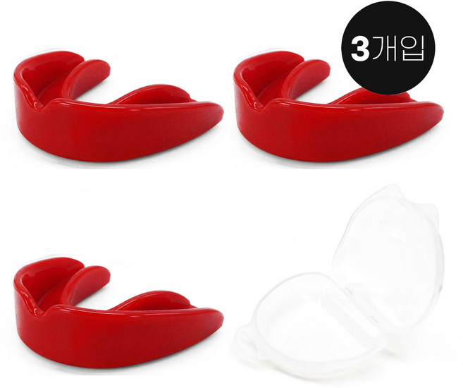 세이프가드 복싱 아동용 마우스피스 3개입 케이스포함, 레드, 3개