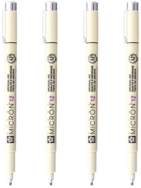 사쿠라 피그마 마이크론 피그먼트 잉크펜, 4개, 12(0.7mm)-블랙