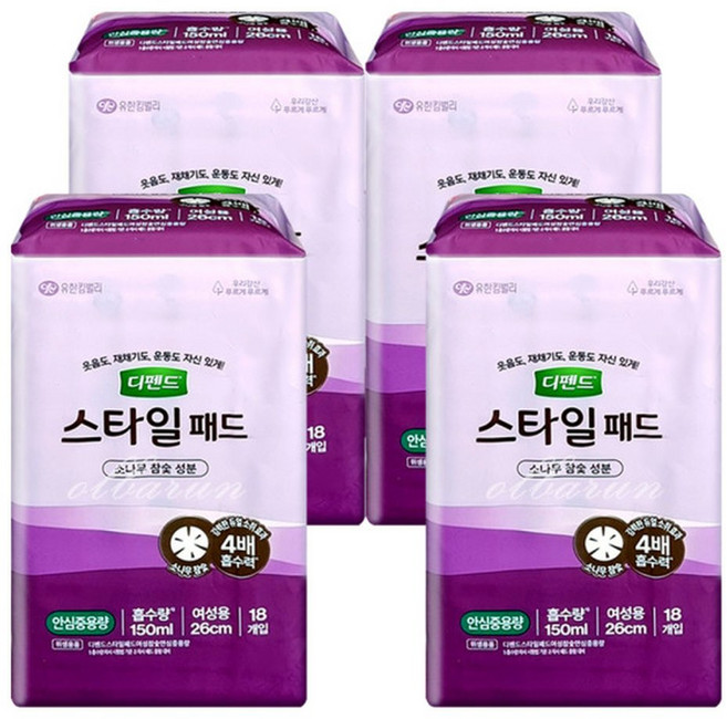 디펜드 스타일패드 여성용 안심중용량 18Px4팩, 4개, 18개입