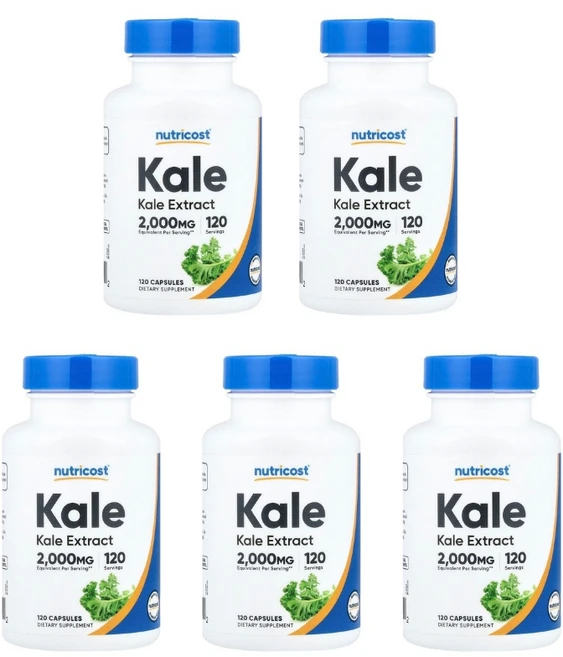 뉴트리코스트 슈퍼그린 채소 야채 섭취 컬리 케일 2000mg 캡슐 120정 x 5, 5개 - 쿠팡