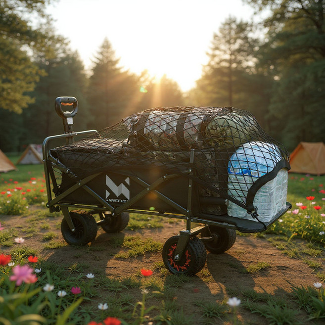 전동웨건 접이식 광폭타이어 롤테이블 그물망, 1세트, 블랙