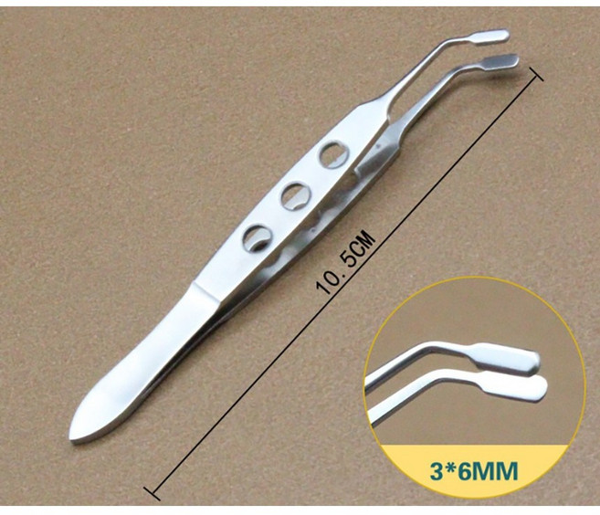 의료용 핀셋 포셉 드레싱 청소 집게 도구 치과 스퀴징 마이봄샘 안과 눈기름샘 눈꺼풀, 1개, 3*6