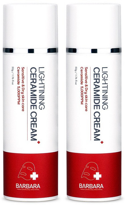 바르바라 세라마이드 판테놀 피부 장벽 강화 안면홍조 붉은기 집중 진정 크림, 50ml, 2개