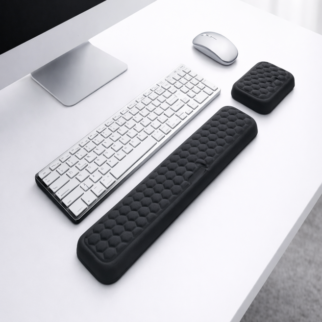 보넬티 메모리폼 손목보호 키보드 마우스 손목 받침대, 1세트, 블랙