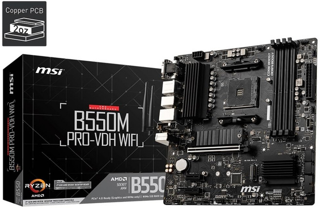 MSI 마더 보드 B550M PRO-VDH WIFI Ryzen 5000 시리즈 (AM4) 대응 M.2 히트 싱크 Wi-Fi 기능 MicroATX [AMD B550 탑재] MB5033