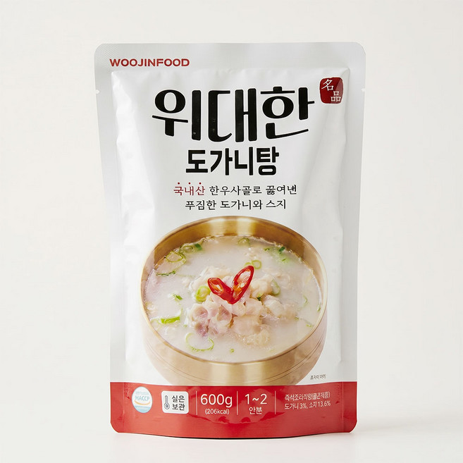 [우진식품] 위대한 도가니탕 600g 도가니 스지 한우사골육수 멸균 실온보관, 1개