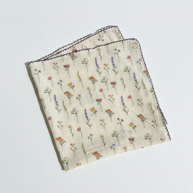 면 100% 플라워 순면 손수건 53*53