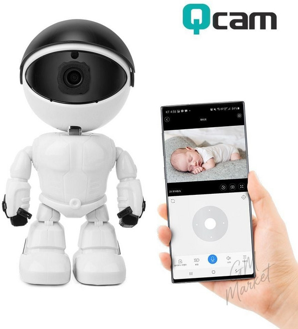 스마트 로봇형 홈 카메라 200만화소 무선 cctv 가정용 보안 베이비캠 펫캠