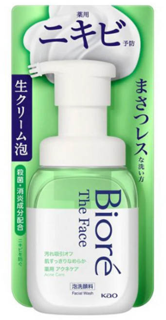 *일본정품*드럭스토어 비오레 더페이스 거품세안제 200ml, 아크네케어(green), 1cm