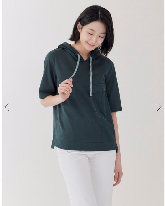 지센/ 가성비 좋은 여성 젤라또 포켓 장식 5부 후드 티셔츠 LCTSP330 색상2