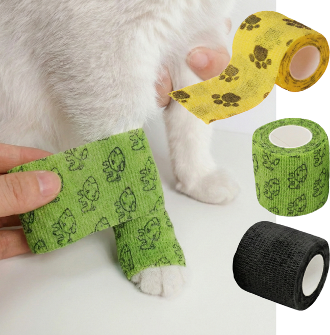 세틸라 강아지 산책 신발 자가 점착 붕대 미끄럼방지, 컬러3종, 1세트