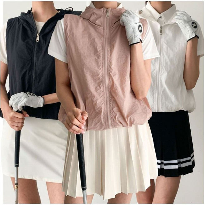 [순이야] C.여성 골프조끼 바람막이 후드집업 골프웨어 후드베스트