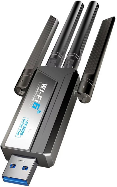 새로운 3000Mbps WiFi 6E 무선 네트워크 카드 듀얼 밴드 2.4G/5GHz USB 3.0 수신기 동글 WiFi 어댑터(Win 10/11용), 검은색